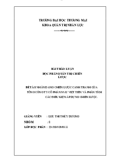 Nhận dạng chiến lược cạnh tranh của tổng công ty cổ phần may Việt Tiến | Tiểu luận môn Quản trị chiến lược | TMU