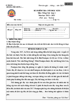 Đề thi học kì 2 môn Tiếng Việt lớp 4 năm 2022 - 2023 theo Thông tư 22 | đề 5