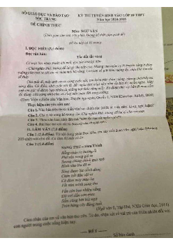 Đề thi tuyển sinh vào 10 môn Ngữ Văn của Sở GD&ĐT Sóc Trăng năm học 2024 - 2025