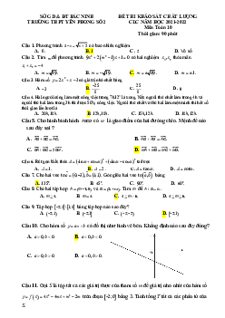 Đề khảo sát Toán 10 năm 2021 – 2022 trường THPT Yên Phong 2 – Bắc Ninh