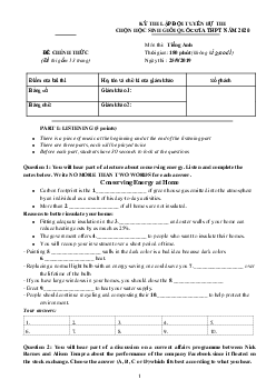 Kì thi chọn đội tuyển chính thức dự thi HSG quốc gia lớp 12 THPT tỉnh Yên Bái năm học 2020-2021 môn thi Tiếng Anh ngày 1