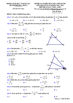 Đề thi giữa học kì 2 Toán 8 năm 2023 – 2024 phòng GD&ĐT thành phố Bắc Giang