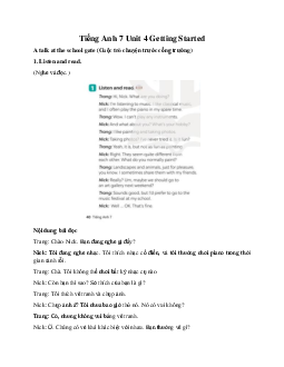 Tiếng Anh 7 Global Success Unit 4 Getting Started