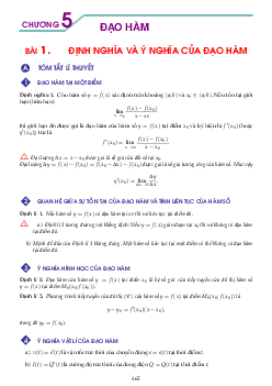 Hướng dẫn giải các dạng toán đạo hàm
