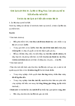 Giải Lịch sử 8 Bài 15: Ấn Độ và Đông Nam Á từ nửa sau thế kỉ XIX đến đầu thế kỉ XX | Kết nối tri thức