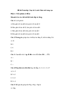 Đề thi Toán lớp 2 học kì 2 - Đề 1 | Chân trời sáng tạo