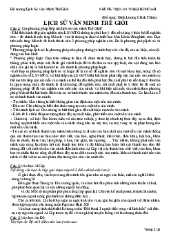 Đề cương chi tiết | Lịch sử văn minh thế giới | Đại học Khoa học Xã hội và Nhân văn, Đại học Quốc gia Thành phố HCM