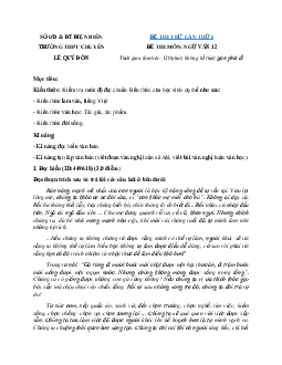 Đề thi thử THPT Quốc gia 2021 môn Ngữ Văn trường chuyên Lê Quý Đôn, Điện Biên lần 1 (có đáp án)