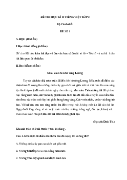 Đề thi học kì 2 lớp 2 môn Tiếng Việt theo Thông tư 27 - Đề 1 | Cánh Diều