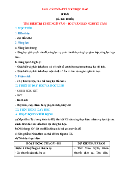 Giáo án Ngữ văn 11 Chân trời sáng tạo bài 8 Cái tôi–Thế giới độc đáo