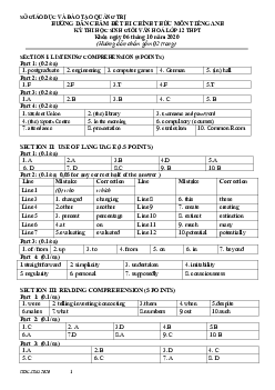 Hướng dẫn chấm đề thi chính thức môn Tiếng Anh kỳ thi học sinh giỏi văn hoá lớp 12 THPT