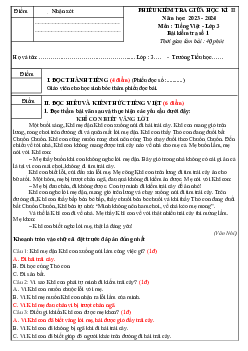 Đề thi giữa học kì 2 môn Tiếng Việt 3 năm 2023 - 2024 (Đề 1) | Cánh diều