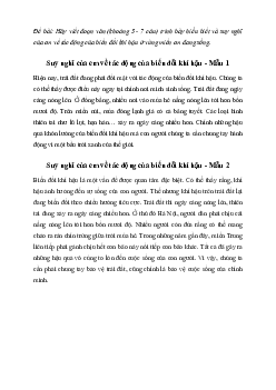 Văn mẫu lớp 7: Suy nghĩ của em về tác động của biến đổi khí hậu ở vùng miền em đang sống | Kết nối tri thức