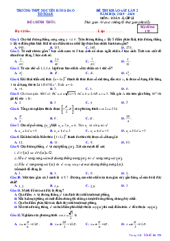 Đề khảo sát lần 2 Toán 11 năm 2019 – 2020 trường Nguyễn Đăng Đạo – Bắc Ninh