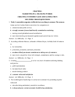 Trắc nghiệm ôn tập chương 1 Marketing: Creating and Capturing Customer Value (có đáp án)
