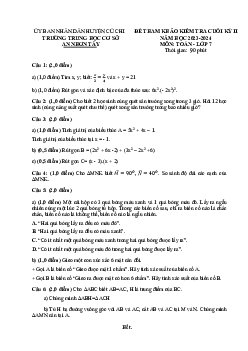 Đề tham khảo cuối kì 2 Toán 7 năm 2023 – 2024 phòng GD&ĐT Củ Chi – TP HCM