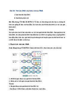 Giải Khoa học tự nhiên 9 Kết nối tri thức Bài 39: Tái bản DNA và phiên mã tạo RNA