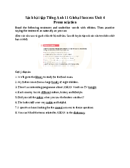 Giải Unit 4 Pronunciation | Sách bài tập Tiếng Anh 11 Global Success