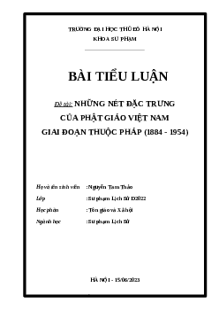 Tiểu luận về Phật giáo thời Pháp thuộc | Trường Đại Học Thủ Đô Hà Nội