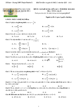 Đề ôn tập giữa kì 1 Toán 11 năm 2021 – 2022 trường Thuận Thành 1 – Bắc Ninh
