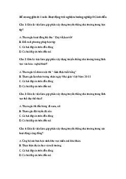 Đề cương ôn tập giữa học kì 1 môn Hoạt động trải nghiệm hướng nghiệp 8 sách Cánh diều