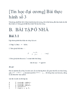 Bài tập thực hành số 3 môn Tin học đại cương | Đại học Bách khoa Hà Nội