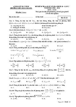 Đề kiểm tra Toán 10 lần 2 năm 2020 – 2021 trường Hàn Thuyên – Bắc Ninh
