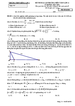 Đề thi HSG Toán 11 năm 2023 – 2024 trường THPT Đông Sơn 1 – Thanh Hóa