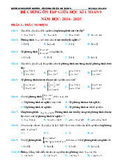 Đề cương giữa học kì 1 Toán 9 năm 2024 – 2025 trường THCS Phước Nguyên – BR VT