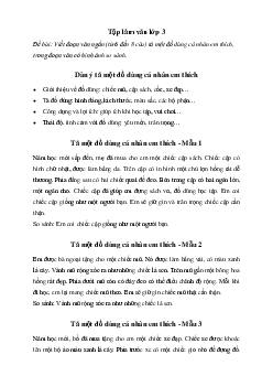 Viết đoạn văn ngắn tả một đồ dùng cá nhân em thích | Tập làm văn lớp 3 Chân trời sáng tạo