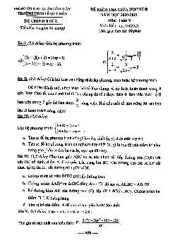 Đề thi giữa kỳ 2 Toán 9 năm 2020 – 2021 trường THCS Lê Quý Đôn – Hà Nội