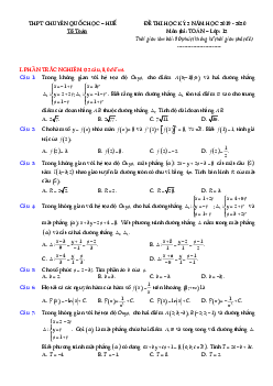 Đề thi học kỳ 2 Toán 12 năm 2019 – 2020 trường THPT chuyên Quốc học Huế