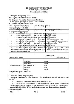 Đề cương chi tiết học phần Triết học Mác- Lênin