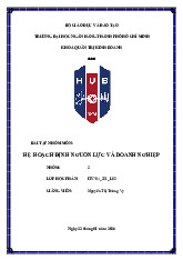 Bài tập nhóm môn Hệ hoạch định nguồn lực và doanh nghiệp | Trường Đại học Ngân hàng Thành phố Hồ Chí Minh