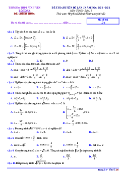 Đề thi chuyên đề Toán 11 lần 1 năm 2020 – 2021 trường THPT Vĩnh Yên – Vĩnh Phúc
