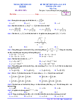 Đề thi thử Toán THPT Quốc gia 2019 lần 2 trường Kinh Môn – Hải Dương