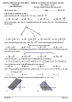 Đề cuối học kỳ 1 Toán 10 năm 2022 – 2023 trường Nguyễn Thái Bình – Quảng Nam