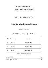 Xây dựng bài toán Quản Lý Dự Án | Báo cáo bài tập lớn Lập trình hướng đối tượng | Trường Đại học Phenikaa