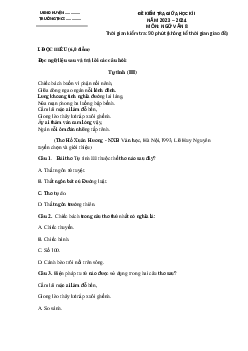 Đề thi giữa học kì 1 môn Ngữ văn 8 năm 2023 - 2024 sách Kết nối tri thức với cuộc sống -  Đề 3