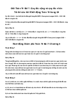 Giải Toán 10 Bài 1: Quy tắc cộng và quy tắc nhân | Chân trời sáng tạo