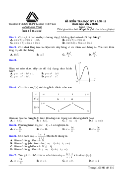 Đề học kỳ 1 Toán 12 năm 2022 – 2023 trường Lương Thế Vinh – Hà Nội