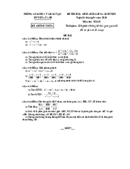 Đề thi học sinh giỏi Toán 8 cấp huyện năm 2015 – 2016 phòng GD&ĐT Củ Chi – TP HCM