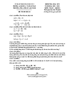 Đề tham khảo học kì 1 Toán 8 năm 2022 – 2023 trường THCS Phan Sào Nam – TP HCM