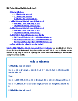 Toán lớp 6 bài 7 Dấu hiệu chia hết cho 2, cho 5