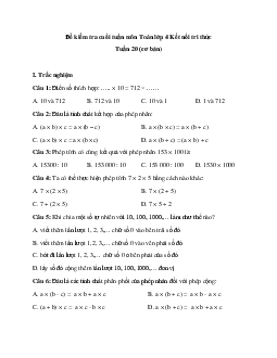 Bài tập cuối tuần Toán lớp 4 Kết nối tri thức - Tuần 20 (Cơ bản)
