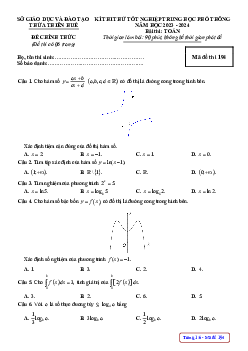 Đề thi thử tốt nghiệp THPT năm 2024 môn Toán sở GD&ĐT Thừa Thiên Huế
