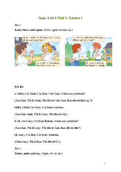 Giải Tiếng Anh lớp 4 Unit 1: Lesson 1 |  Global Success