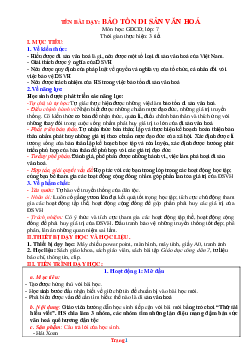 Giáo án GDCD 7 kết nối tri thức bài 5: Bảo tồn di sản văn hoá