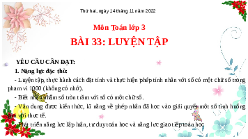 Giáo án điện tử Toán 3 Chương 2 Cánh diều: Luyện tập trang 72