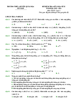 Đề giữa kỳ 2 Toán 11 năm 2023 – 2024 trường THPT chuyên Quốc học Huế